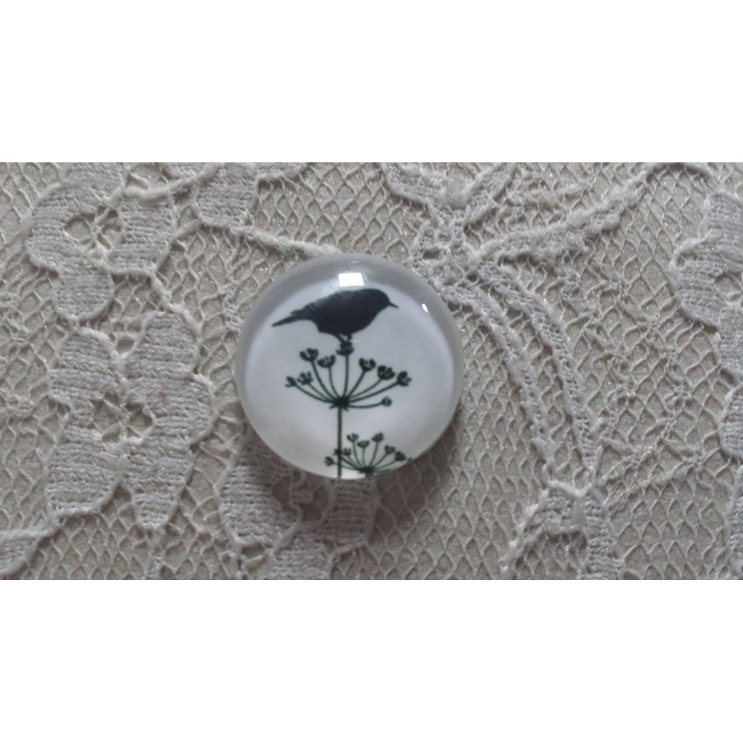cabochon rund glass 20mm fugler 019 