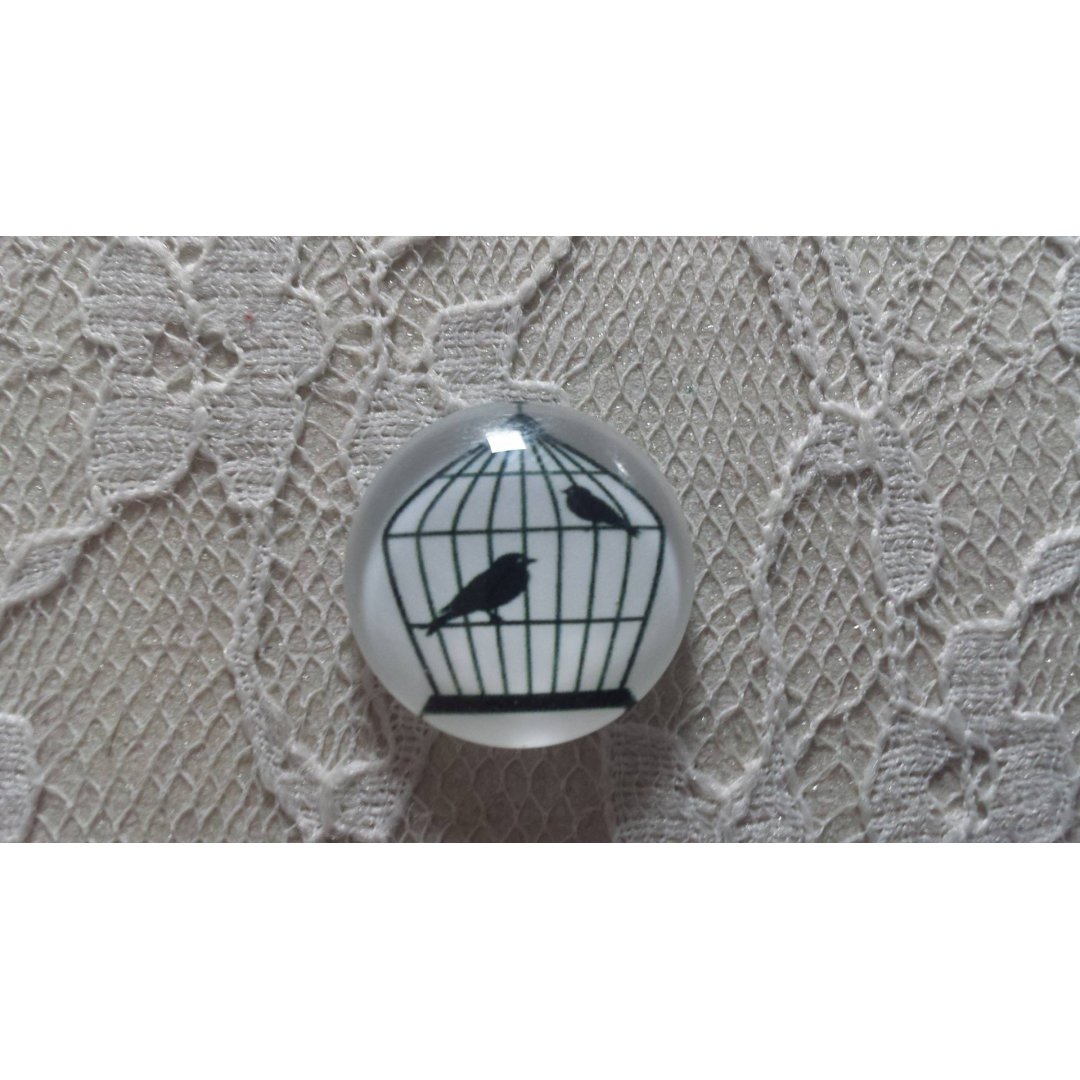 cabochon rundt glass 20mm fugler 009 