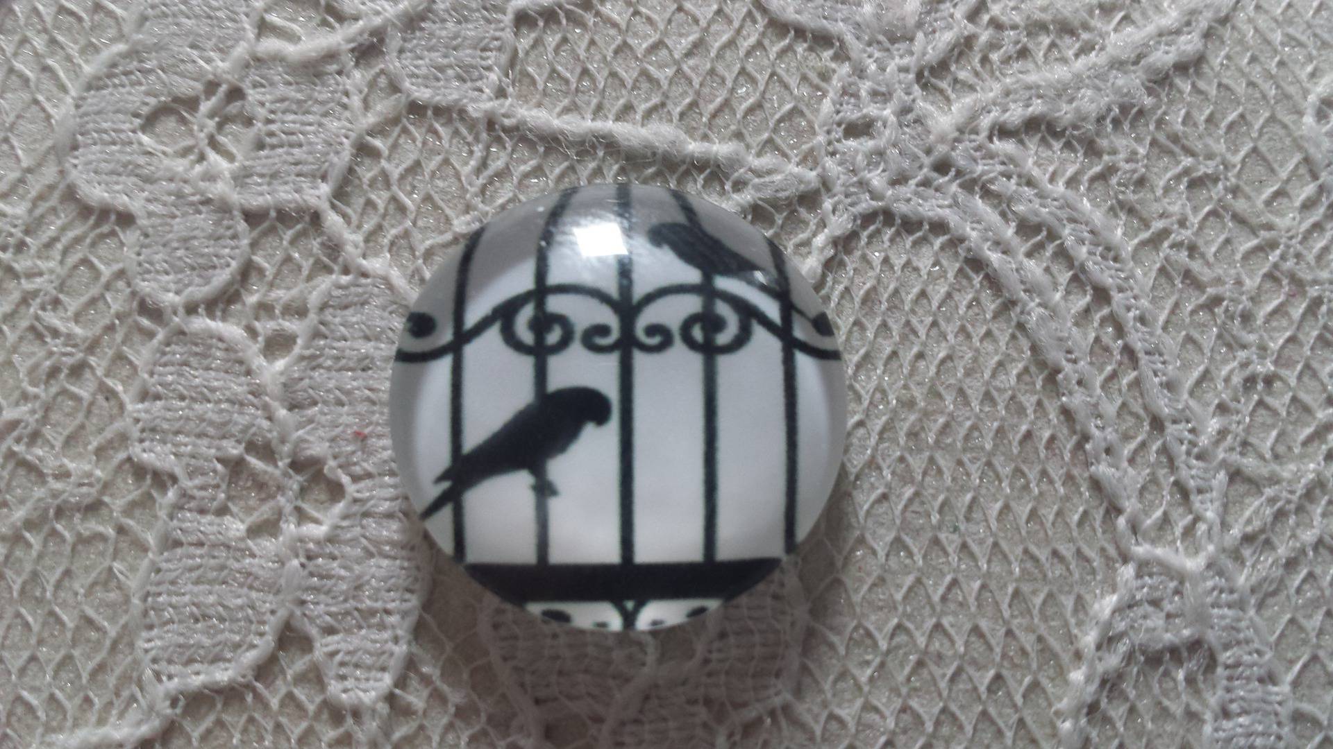 cabochon rundt glass 20mm fugler 008 