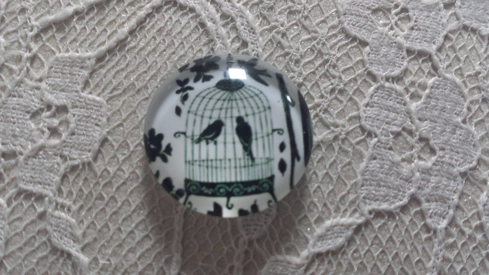 glass cabochon rund 20mm fugler 006 