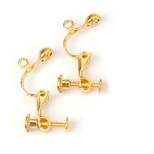 Support Boucle d'oreille Clip r&eacute;glable &agrave; vis dor&eacute; 15 x 17 mm x 1 paire