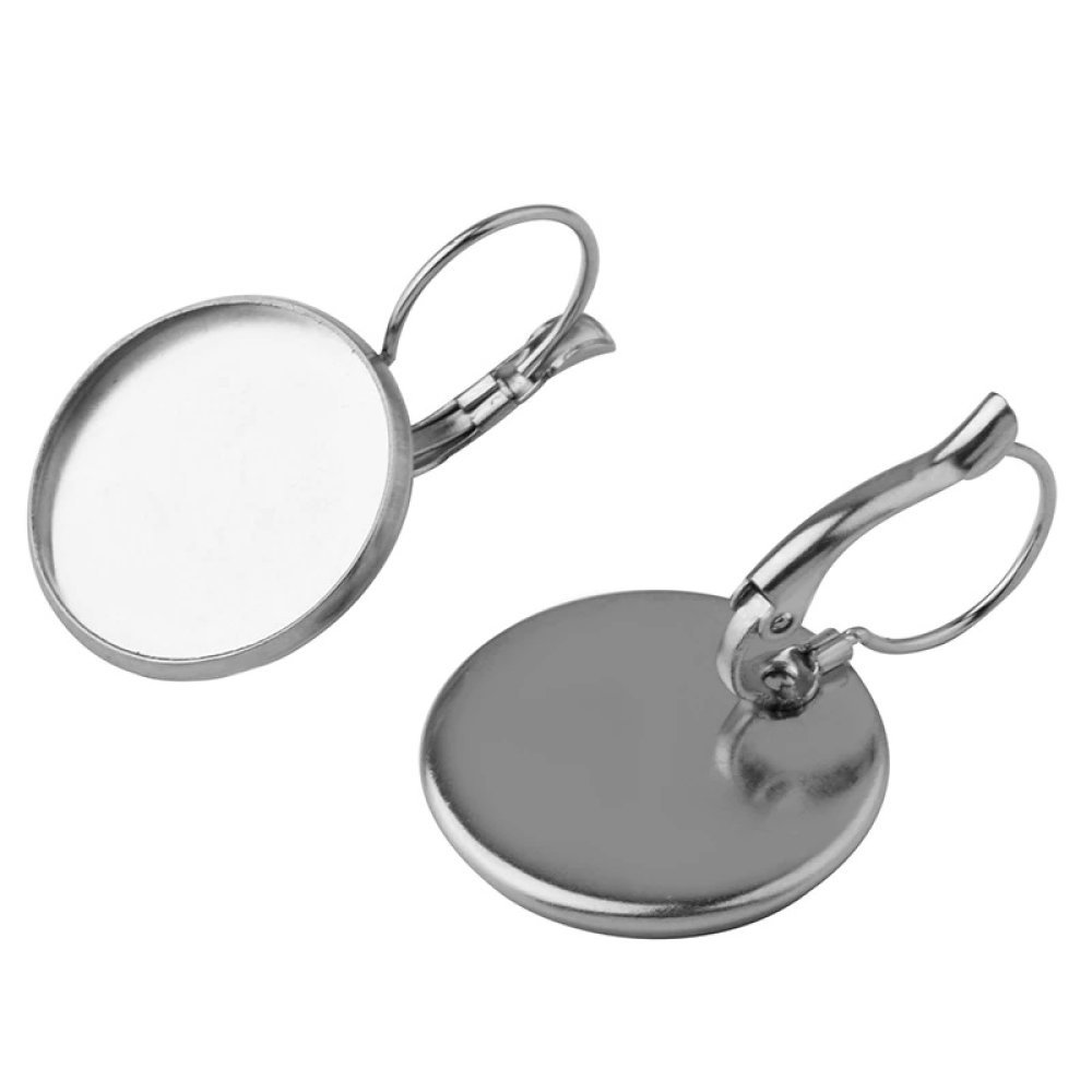 rund cabochon holder rustfritt stål ørering 12 mm N°07