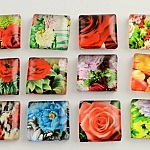 10 glass cabochons firkantet 20 mm assortert Blomster S-22-20-17