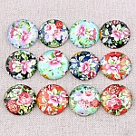Lot av 20 runde glass cabochons 25 mm blomst