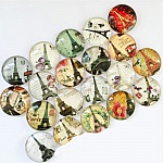 Lot 20 runde glass cabochons 25mm Eiffeltårnet 02 blandet Glass cabochon 
