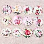 Lot av 20 runde glass cabochons 25 mm Pink Flower