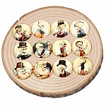 Lot 20 Rund glass cabochon 25mm gammel mann skjelett blandet glass cabochon 