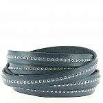 Lær kule løve blå 10 mm med nikkelfri kulekjede per 20 cm