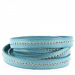10 mm Sky Blue Ball Leather med nikkelfri kulekjede per 20 cm