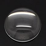 Cabochon rund 18 mm i gjennomsiktig burrglass N°07