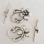 5 Toggle Clasps Blomstermønstre Romantisk Sølv