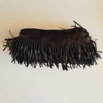 10cm bred svart kunstlær frynser