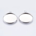 10 Cabochon Stativ 25mm Sølv Antikk, Rustfritt stål
