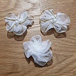 Sett med 3 fargerike blomster Organza stoffer Hvit
