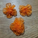 Sett med 3 fargerike blomster Organza Fabrics Orange