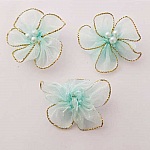 Sett med 3 fargerike blomster Organza Fabrics Sky