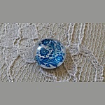 glass cabochon runde 12mm blå blomst 003 