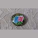 glass cabochon rund 25mm blomst 01-016 