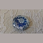 glass cabochon rund 25mm blomst 021 