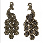 Påfugl sjarm i bronse metall-02 påfugl anheng 