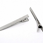 Sett med 5 krokodilleklemmer - Sølv 75 mm x 9 mm