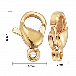 1 rustfritt stål lås 24K gullbelagt hummerlås 9 x 6 mm gull