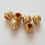 Perle Ronde 10 mm Doré Foncé Striée Argentée Filigrane Aluminium