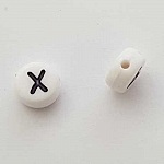 Perle Ronde Lettre X Blanc Noir 7mm