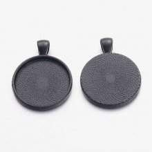 2 x 25mm svart cabochonholdere, cabochon anheng 16NR