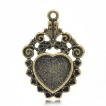 1 cabochonholder Hjerte N°04 Bronse