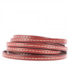 Rødt flatt kalveskinn 05 mm x 20 cm Sydd 1 hvit tråd