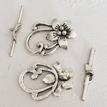 5 Toggle Clasps Blomstermønstre Romantisk Sølv