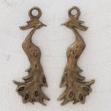 Påfugl sjarm i bronse metall-03 påfugl anheng 