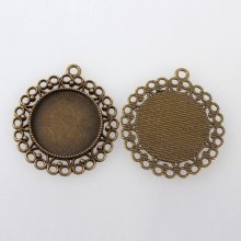 10 x 25 mm cabochonholdere i bronse, cabochonanheng 118AB 