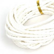 5 meter Hvit flettet kunstlærsnor 3 mm