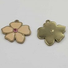 Blomst Metall Emalje 25 mm Krem