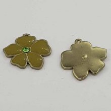 Emaljert metallblomst 25 mm Khaki