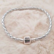 European Clip Armbånd Plain 01 FRA 15 TIL 23 CM Sølv
