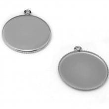 Cabochonholder 30 mm sølv Antikk, Rustfritt stål