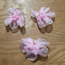 Sett med 3 fargede blomster Organza stoffer lys lilla