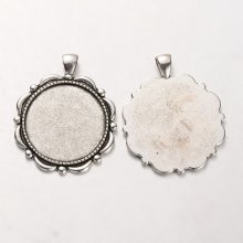 2 x 30mm sølv cabochonholdere, cabochon anheng 37AS