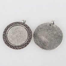 2 x 30mm sølv cabochonholdere, cabochon anheng 51AS
