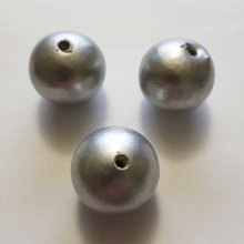 Rund perle i papier maché GT 30mm Sølv