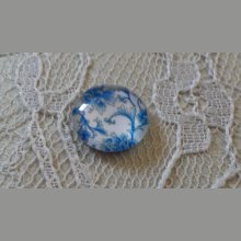 glass cabochon rund 12mm blå blomst 012 