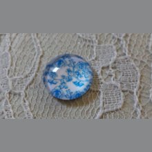 glass cabochon runde 12mm blå blomst 006 