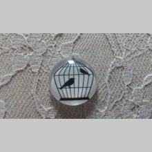 cabochon rundt glass 10mm fugler 009 
