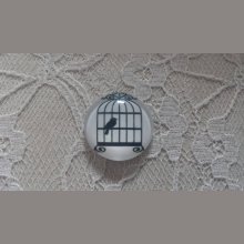cabochon rundt glass 25mm fugler 015 