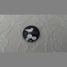 cabochon rundt glass 25mm fugler 012 