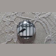 cabochon rundt glass 25mm fugler 008 