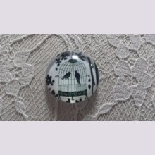 cabochon rundt glass 25mm fugler 006 